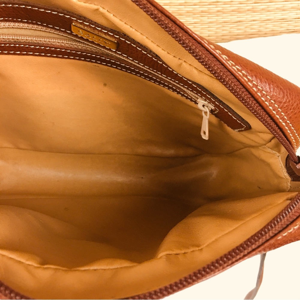 BALLY Woven Cognac Soft Leather Crossbody Bag 10” x 7” x 3” - Picture 9 of 12